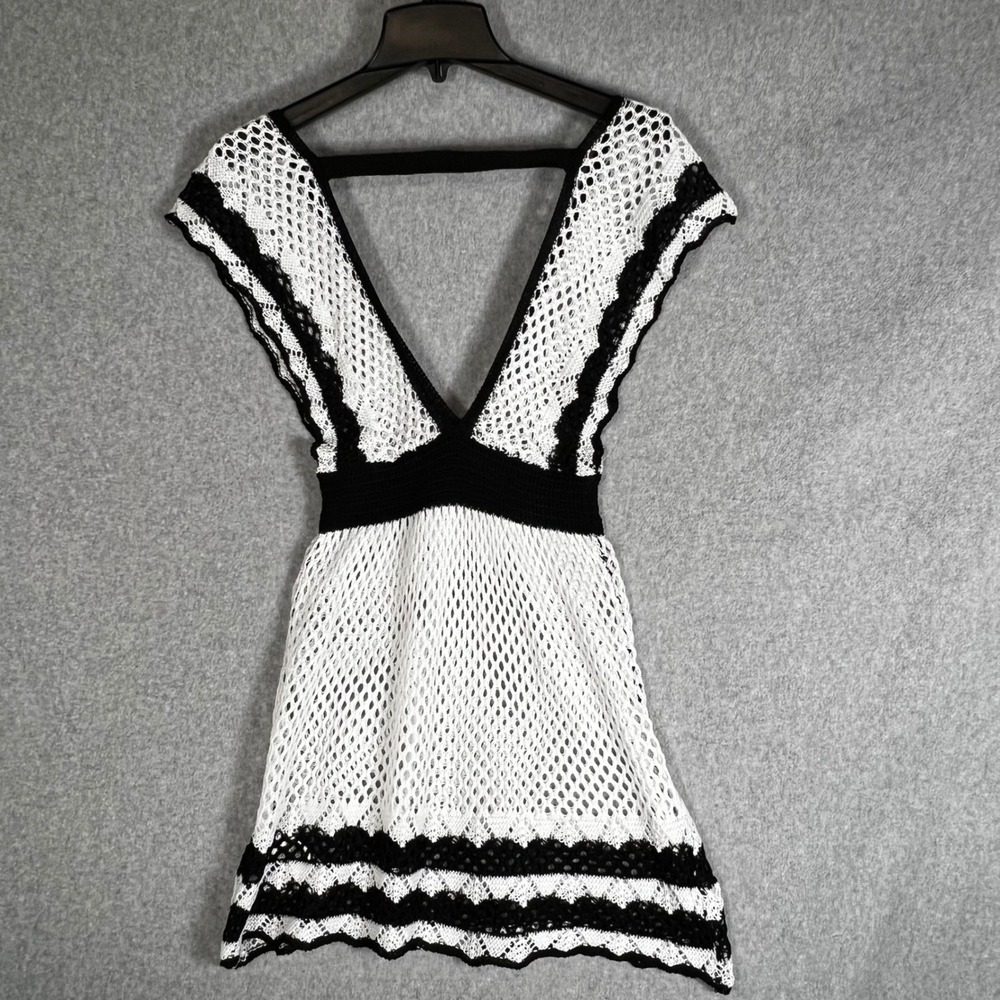 Crochet Mini Dress Swim cover up Small Boho Festival Beach Resortwear Vacation - Picture 6 of 7